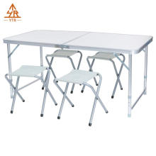 NPOT Portable Height Adjustable Aluminum Folding Camping Table Lightweight Picnic Party Dining Desk with 4 Chairs